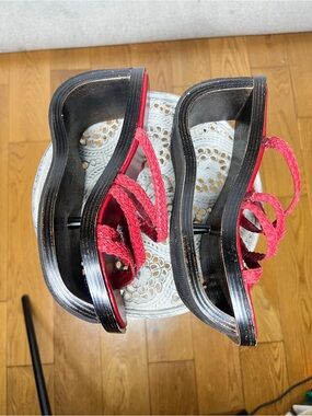 Bonnibel Pink Braided Strap Platform Sandals